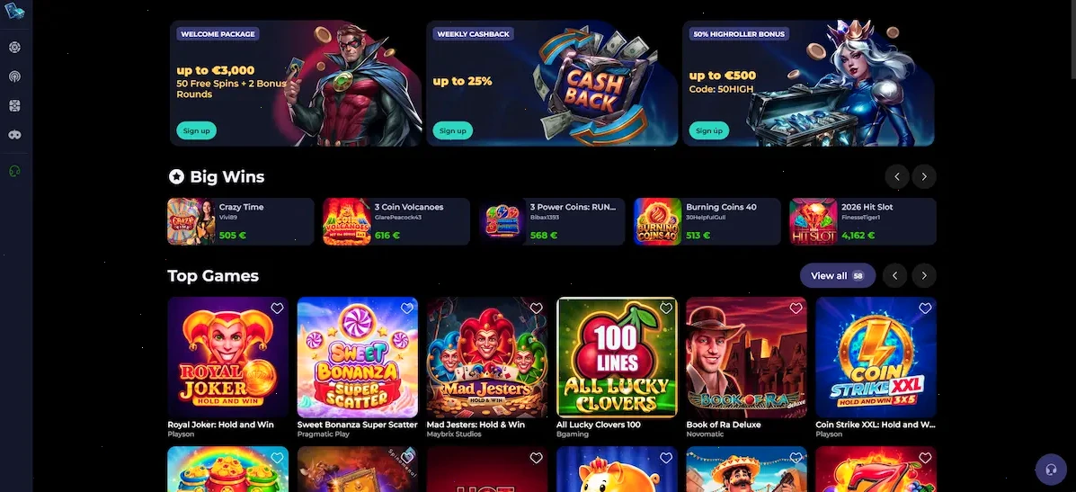Highflybet casino homepage lobby overview for Australian players
